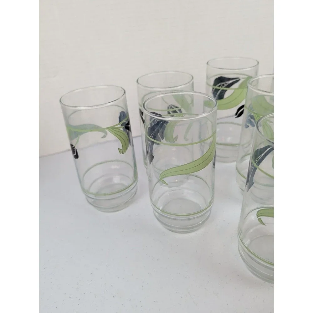 Set Of 7 Corelle Black Orchid 14 oz Tumblers